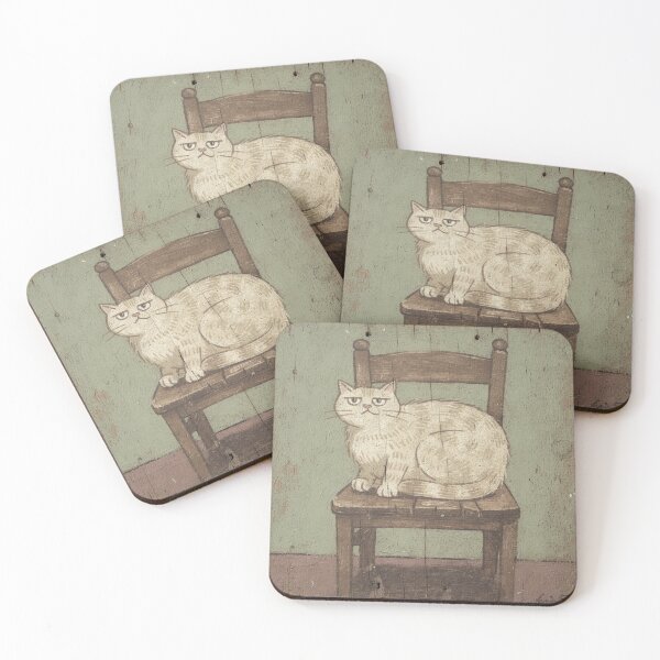 Item preview, Annoyed Chonky Cream Cat Refusing to Share the Chair Folk Art designed and sold by PictorialWhimsy.