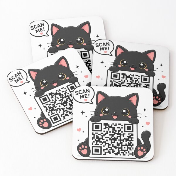 Item preview, Cute Black Cat Scan Me QR Code designed and sold by     NovaCraft.
