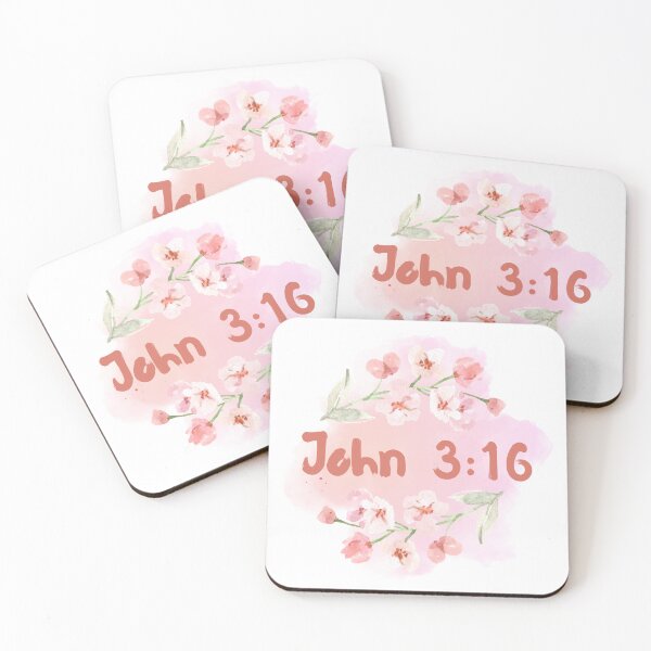 Aperçu de l'œuvre Verset biblique Jean 3:16 Fleur de cerisier créée et vendue par AlienBoyDesigns.