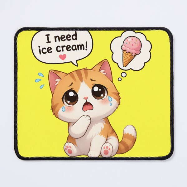 Item preview, I Need Ice Cream Cute Sad Cat designed and sold by     NovaCraft.
