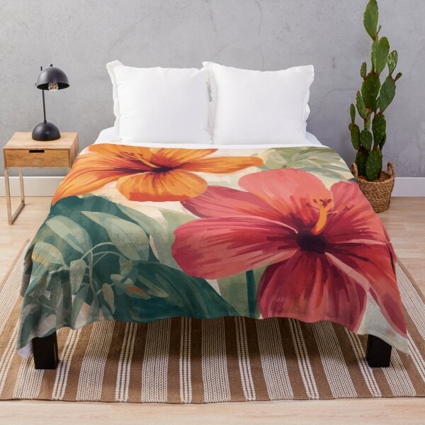 Item preview, Pink Orange Modern Art Tropical Flowers designed and sold by SeaStarAlex.