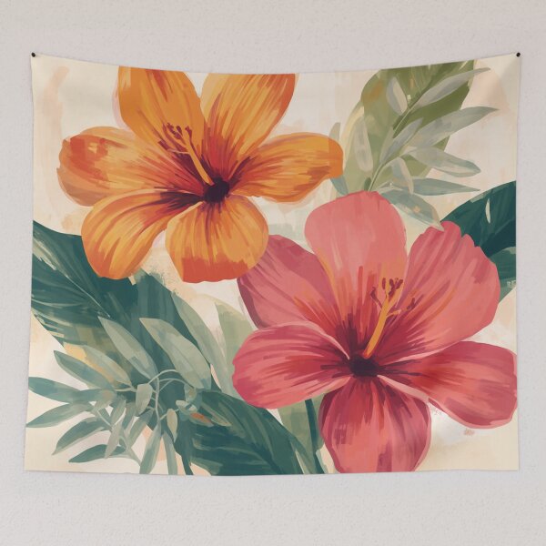 Item preview, Pink Orange Modern Art Tropical Flowers designed and sold by SeaStarAlex.
