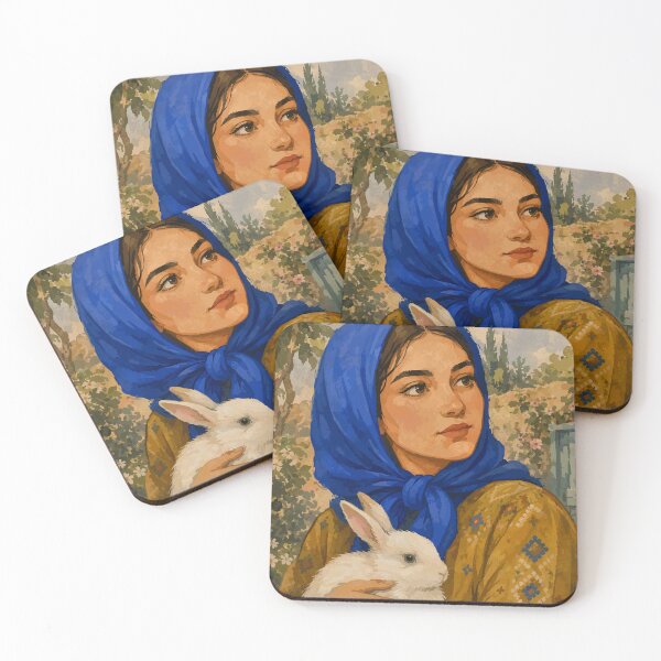 Item preview, lue Scarf Rabbit Garden designed and sold by hannalenkeri.