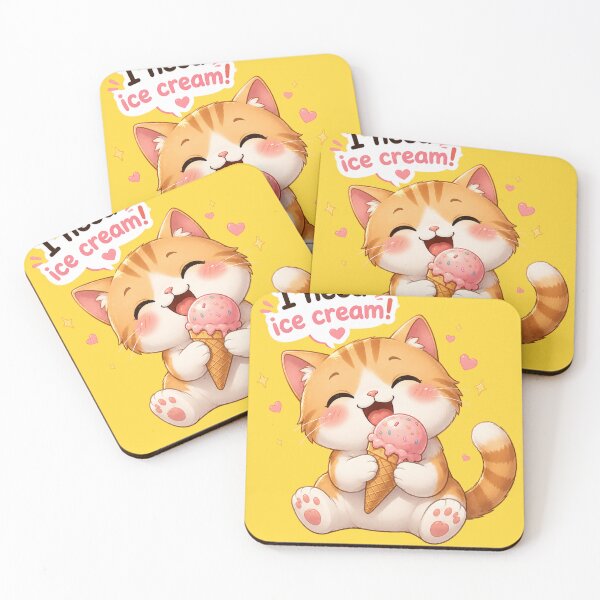 Item preview, I Need Ice Cream Happy Cat Eating designed and sold by     NovaCraft.