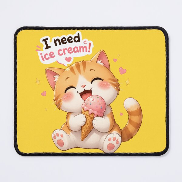 Item preview, I Need Ice Cream Happy Cat Eating designed and sold by NovaCraft.