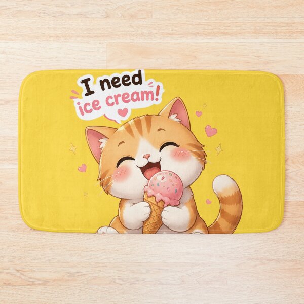 Item preview, I Need Ice Cream Happy Cat Eating designed and sold by     NovaCraft.