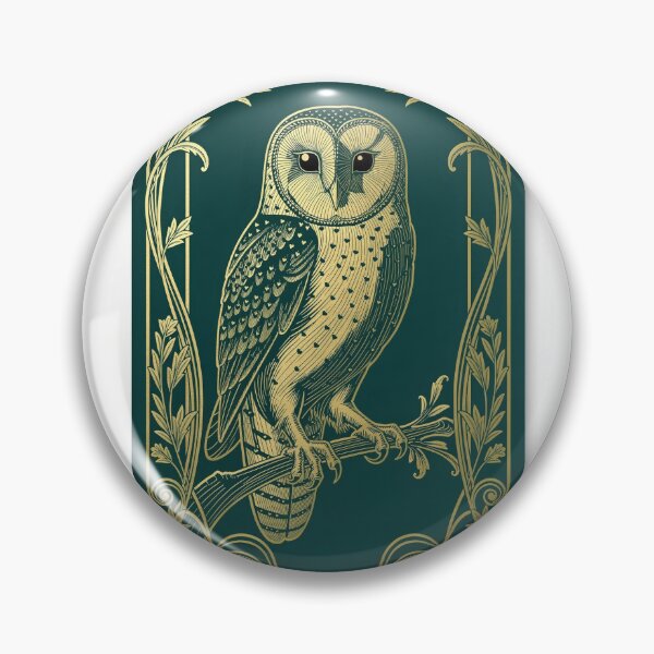 Item preview, Art Nouveau Barn Owl in Gold Decorative Panel designed and sold by PictorialWhimsy.