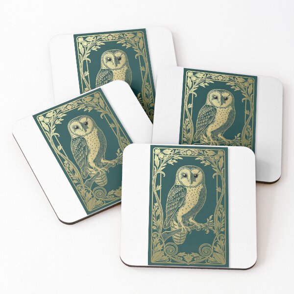 Item preview, Art Nouveau Barn Owl in Gold Decorative Panel designed and sold by PictorialWhimsy.