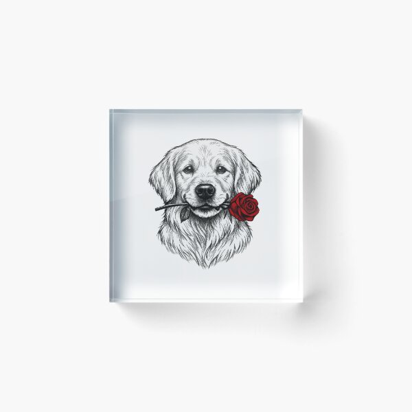 Item preview, Golden Retriever Rose Pencil Sketch Sticker designed and sold by PremVerse.