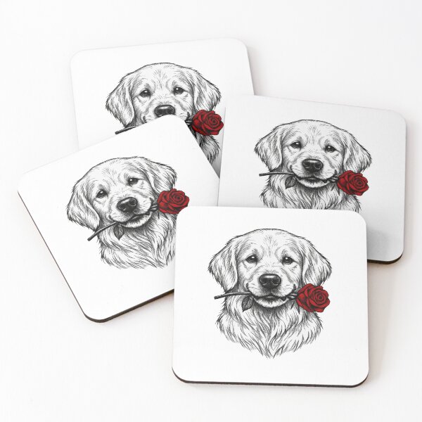 Item preview, Golden Retriever Rose Pencil Sketch Sticker designed and sold by PremVerse.