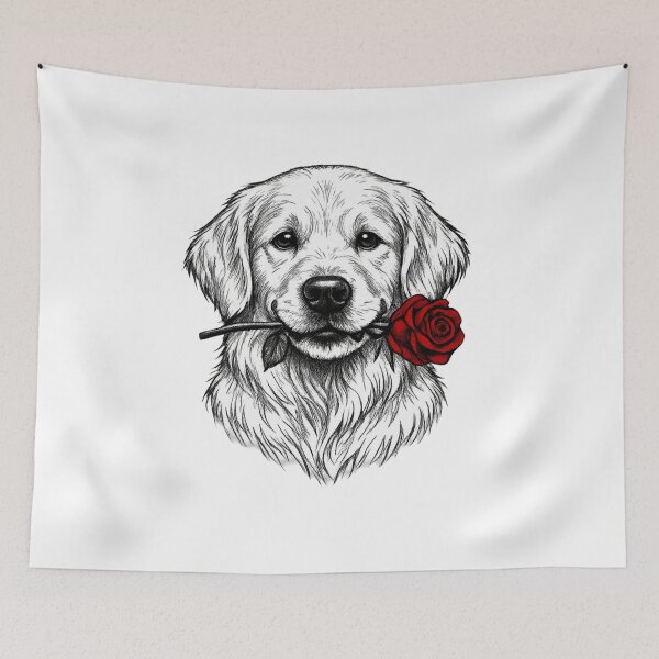 Item preview, Golden Retriever Rose Pencil Sketch Sticker designed and sold by PremVerse.