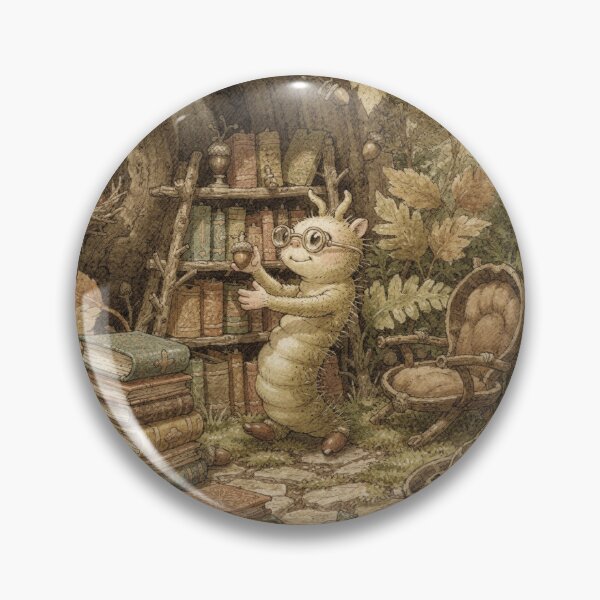 Item preview, Caterpillar Librarian Balancing a Tower of Seed-Pod Books Storybook Art designed and sold by PictorialWhimsy.