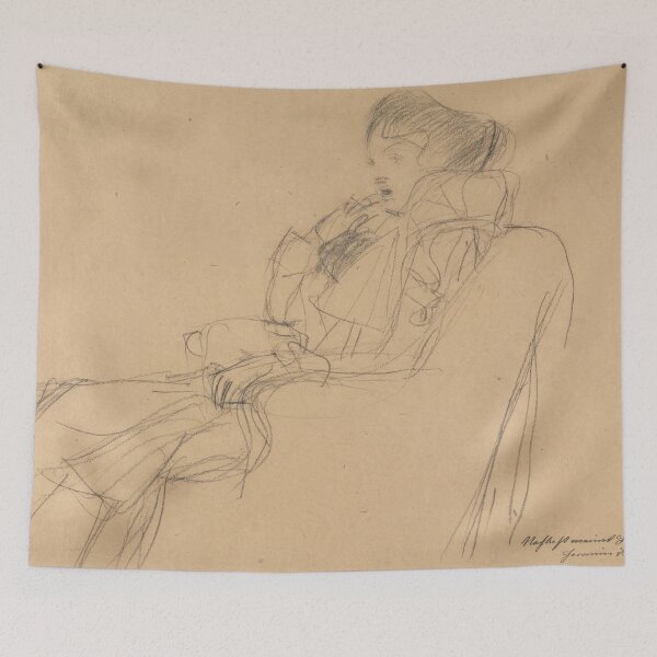 Item preview, Seated Woman Reclining Pencil Study Sketch designed and sold by artofuniverse.