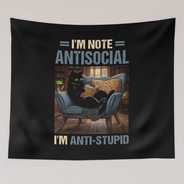 Item preview, i'm not antisocial i'm anti stupid cat introverted gift designed and sold by PurrfectHome.