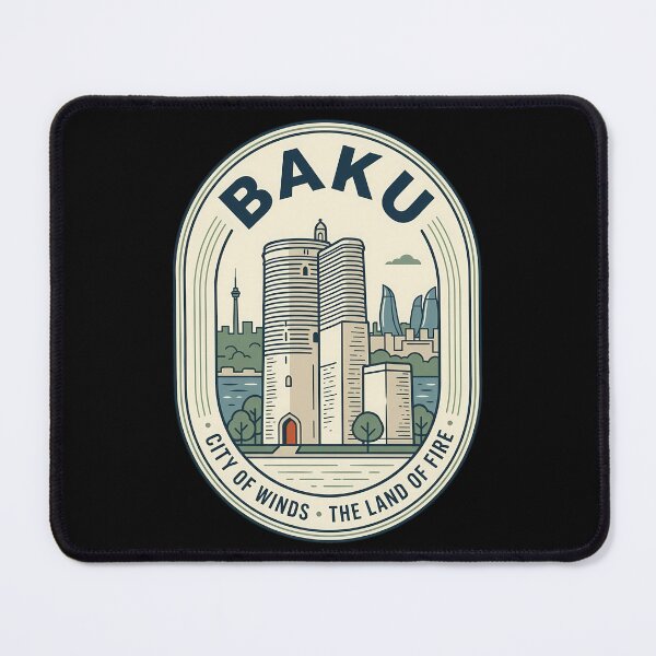 Item preview, Baku Azerbaijan City of Winds Vintage Travel Emblem designed and sold by k3rstman1.