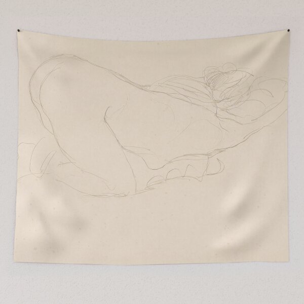 Item preview, Reclining Female Nude Pencil Sketch designed and sold by artofuniverse.