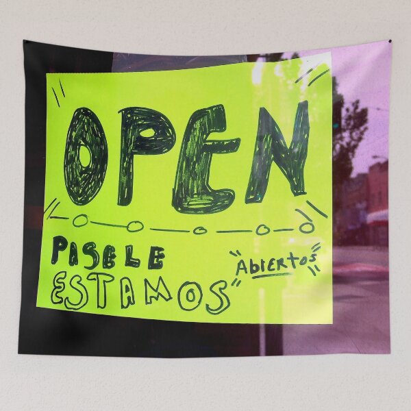 Item preview, Open Pasele Estamos Abiertos - Mission District Sign designed and sold by missioncreek.