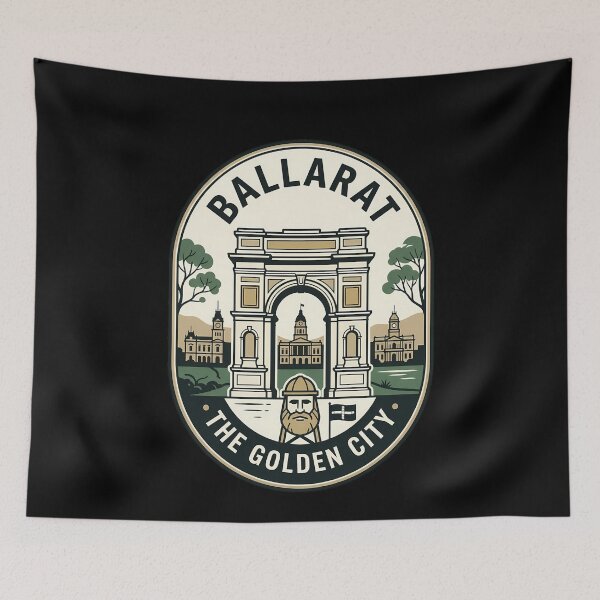Item preview, Ballarat Australia Vintage Travel Emblem Golden City designed and sold by k3rstman1.