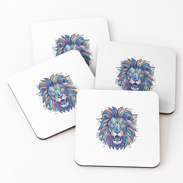 Item preview, Neon Geometric Lion – Cyberpunk Glitch Vector Illustration designed and sold by Artisan Finds Online.