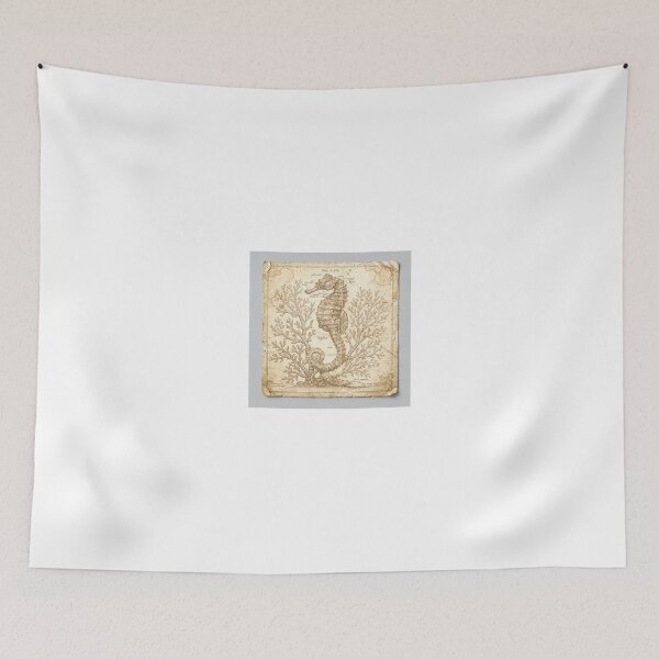 Item preview, Vintage Seahorse and Coral Conchology Plate designed and sold by PictorialWhimsy.
