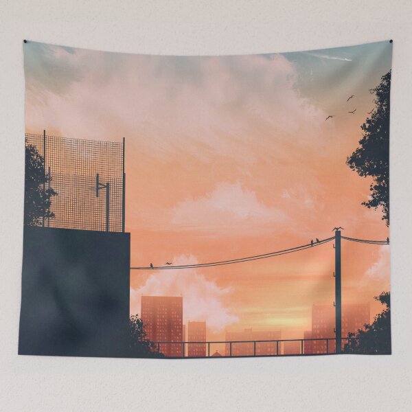 Item preview, Summer sunset, beautiful colorful sky, peaceful city designed and sold by Witseart.