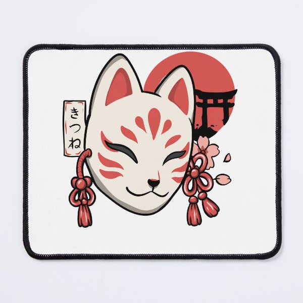 Item preview, Japanese Kitsune Fox Mask with Torii Gate | Kawaii Sakura Sticker designed and sold by Dospart.