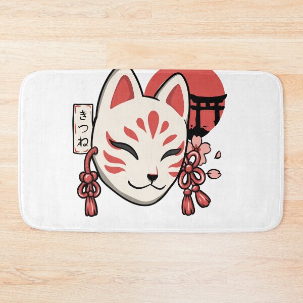 Item preview, Japanese Kitsune Fox Mask with Torii Gate | Kawaii Sakura Sticker designed and sold by Dospart.