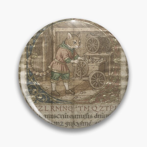 Item preview, Medieval Cat Cartwright Building a Tiny Wagon Manuscript Art designed and sold by PictorialWhimsy.