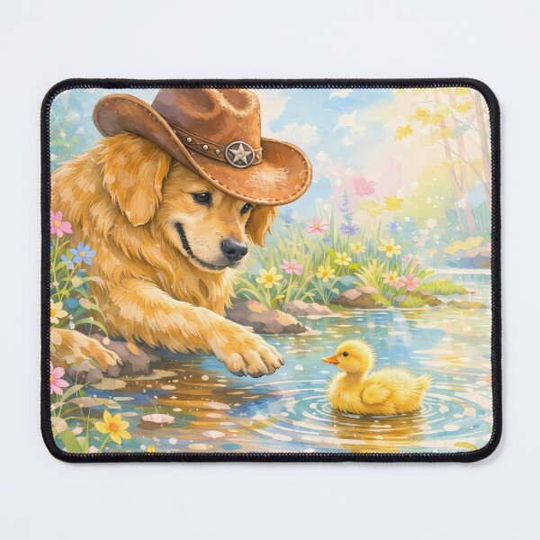 Item preview, Golden Retriever Cowboy and Little Duckling designed and sold by M-Y-A-R-T-.