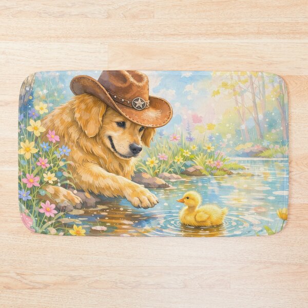 Item preview, Golden Retriever Cowboy and Little Duckling designed and sold by M-Y-A-R-T-.