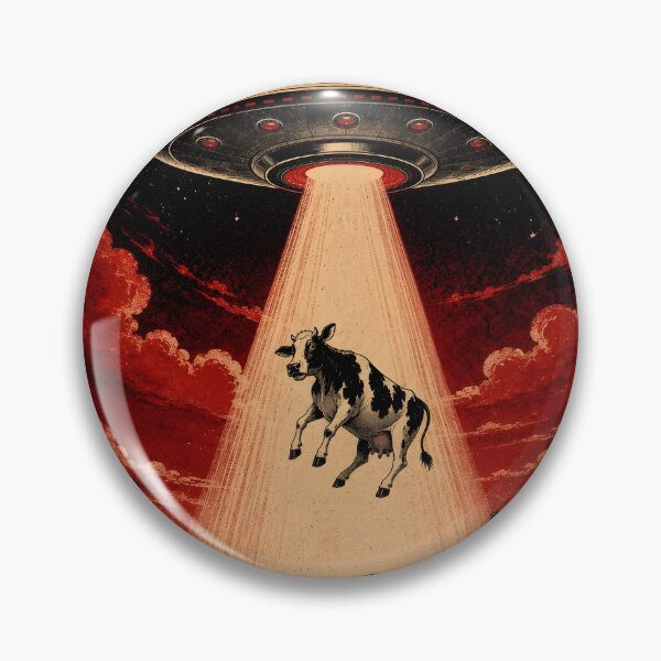 Item preview, UFO, cow, and a very dramatic red sky designed and sold by Erlin Rudho.