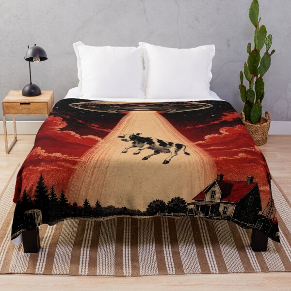 Item preview, UFO, cow, and a very dramatic red sky designed and sold by Erlin Rudho.