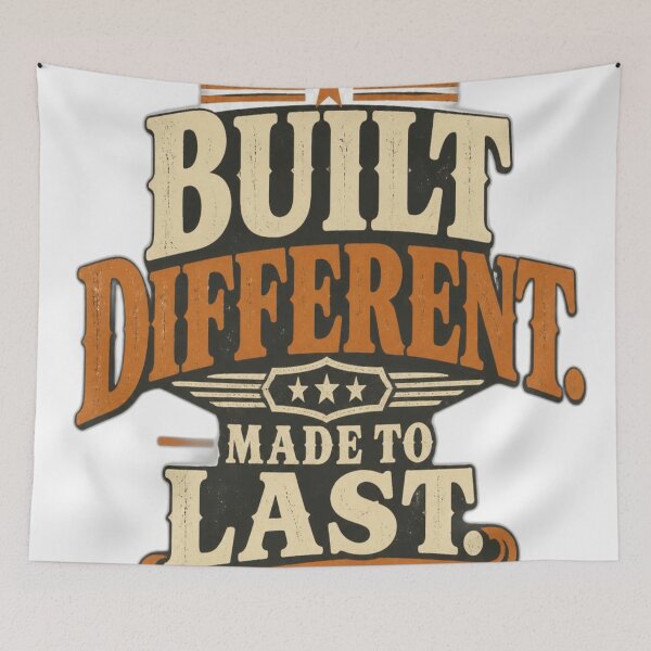 Item preview, Built Different Made To Last Vintage Typography designed and sold by Fable-Fit.