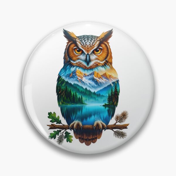 Item preview, Surreal Nature Owl Double Exposure Mountain Lake Wildlife  designed and sold by Gabe1983.