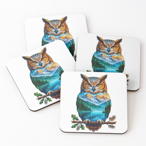 Item preview, Surreal Nature Owl Double Exposure Mountain Lake Wildlife  designed and sold by Gabe1983.