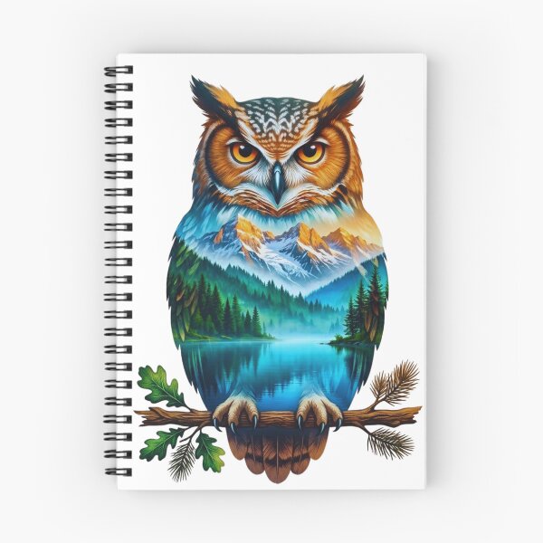 Item preview, Surreal Nature Owl Double Exposure Mountain Lake Wildlife  designed and sold by Gabe1983.