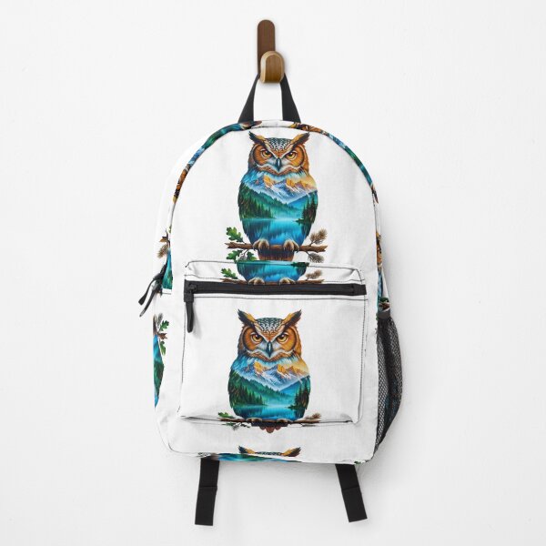 Item preview, Surreal Nature Owl Double Exposure Mountain Lake Wildlife designed and sold by GabeMountainArt.