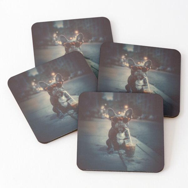 Item preview, Cool French Bulldog Drinking Iced Coffee designed and sold by RebenCantik.
