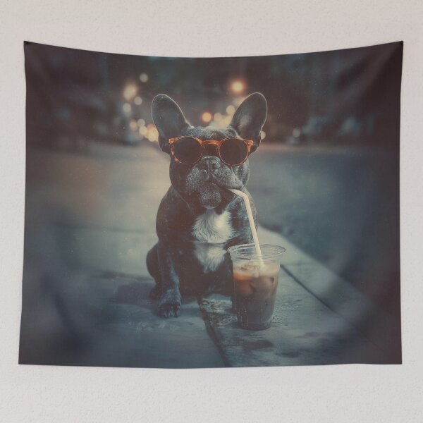 Item preview, Cool French Bulldog Drinking Iced Coffee designed and sold by RebenCantik.