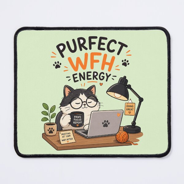 Item preview, Purfect WFH Energy Funny Cat Working From Home Coffee Paws Focus Repeat designed and sold by SHREE ART STUDIO.
