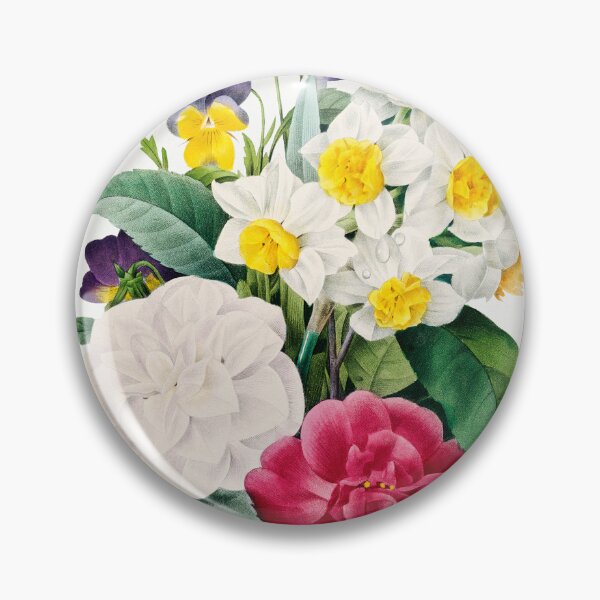Item preview, Camellia and Pansy Flowers Bouquet Botanical Illustration designed and sold by TheRetroArtRoom.