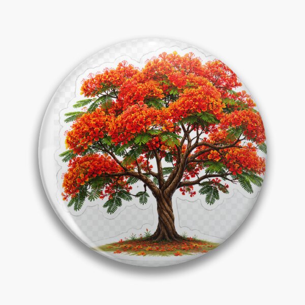 Item preview, Radiant Flame Tree in Full Bloom | Vibrant Nature Illustration designed and sold by FAZ-DESIGNS.