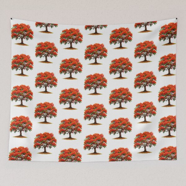 Item preview, Radiant Flame Tree in Full Bloom | Vibrant Nature Illustration designed and sold by FAZ-DESIGNS.