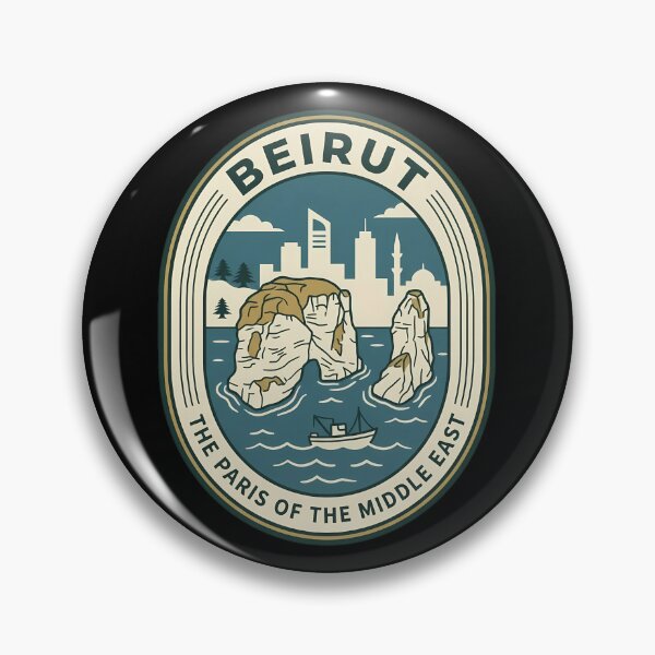 Aperçu de l'œuvre Beyrouth, Liban. Raouché Rocks. Emblème de voyage vintage. créée et vendue par k3rstman1.