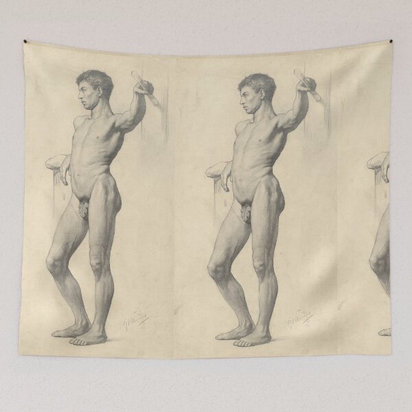 Item preview, Standing Male Nude Academic Pencil Study designed and sold by artofuniverse.