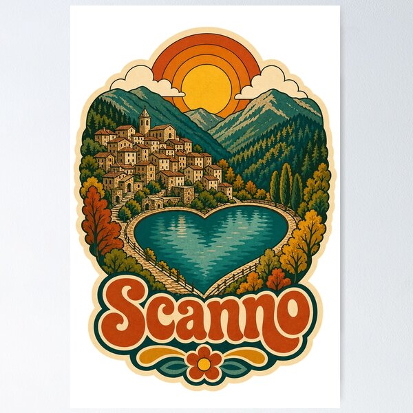 Item preview, Scanno Italy Travel Souvenir - Retro Illustration designed and sold by VisualArtsOasis.