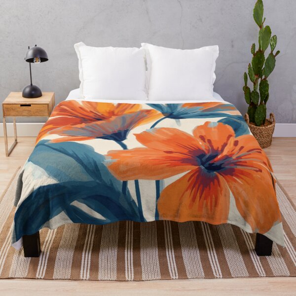 Item preview, Orange Teal Modern Art Tropical Flowers designed and sold by SeaStarAlex.