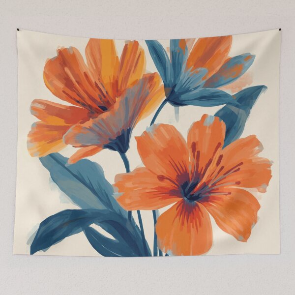Item preview, Orange Teal Modern Art Tropical Flowers designed and sold by SeaStarAlex.