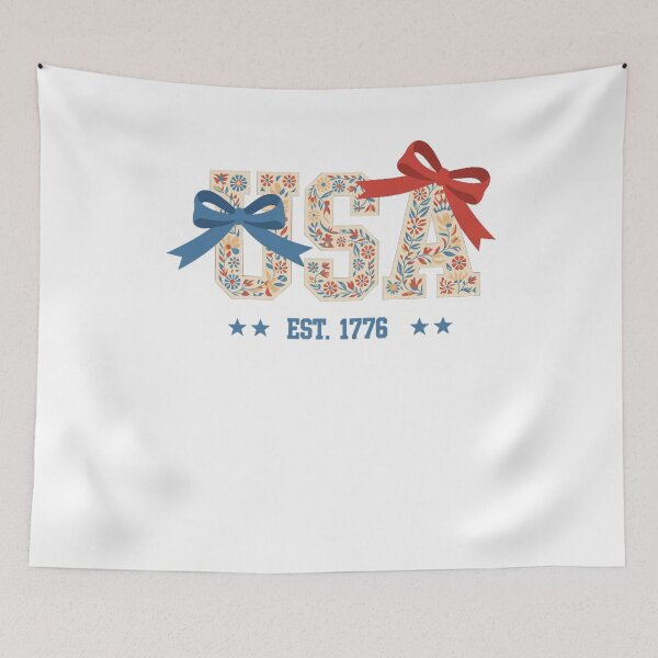 Item preview, Floral USA Coquette Bow Patriotic 4th of July American Flag designed and sold by SapfireStuArt.