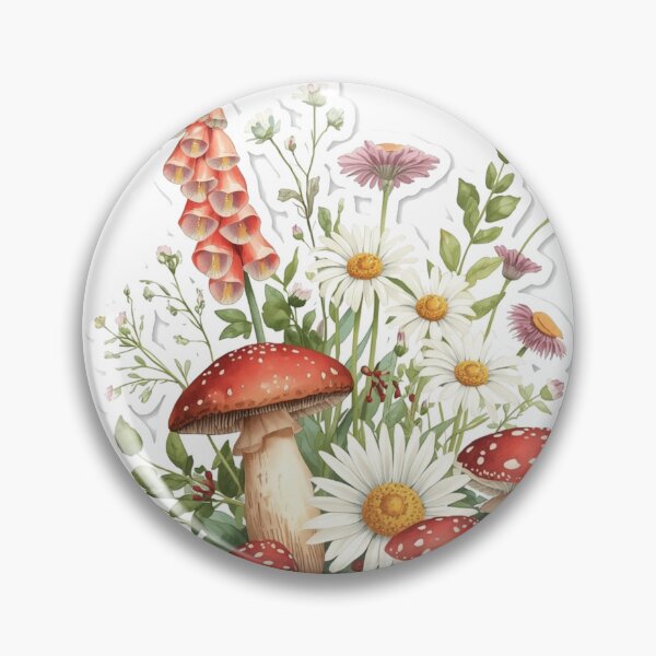 Item preview, Floral Mushroom Bouquet Sticker | Watercolor Wildflowers and Fungi Die-Cut Decal designed and sold by LittleMushroomGarden.